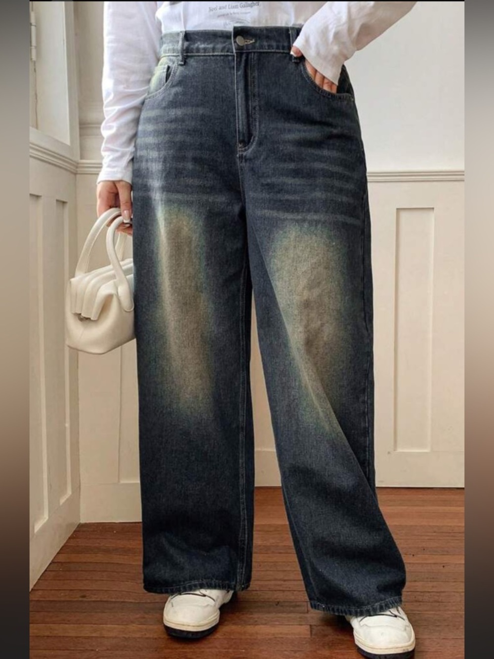 Dazy Y2K Grunge Jeans Med Relaxed Wide Leg Light Faded Denim High Rise EUC